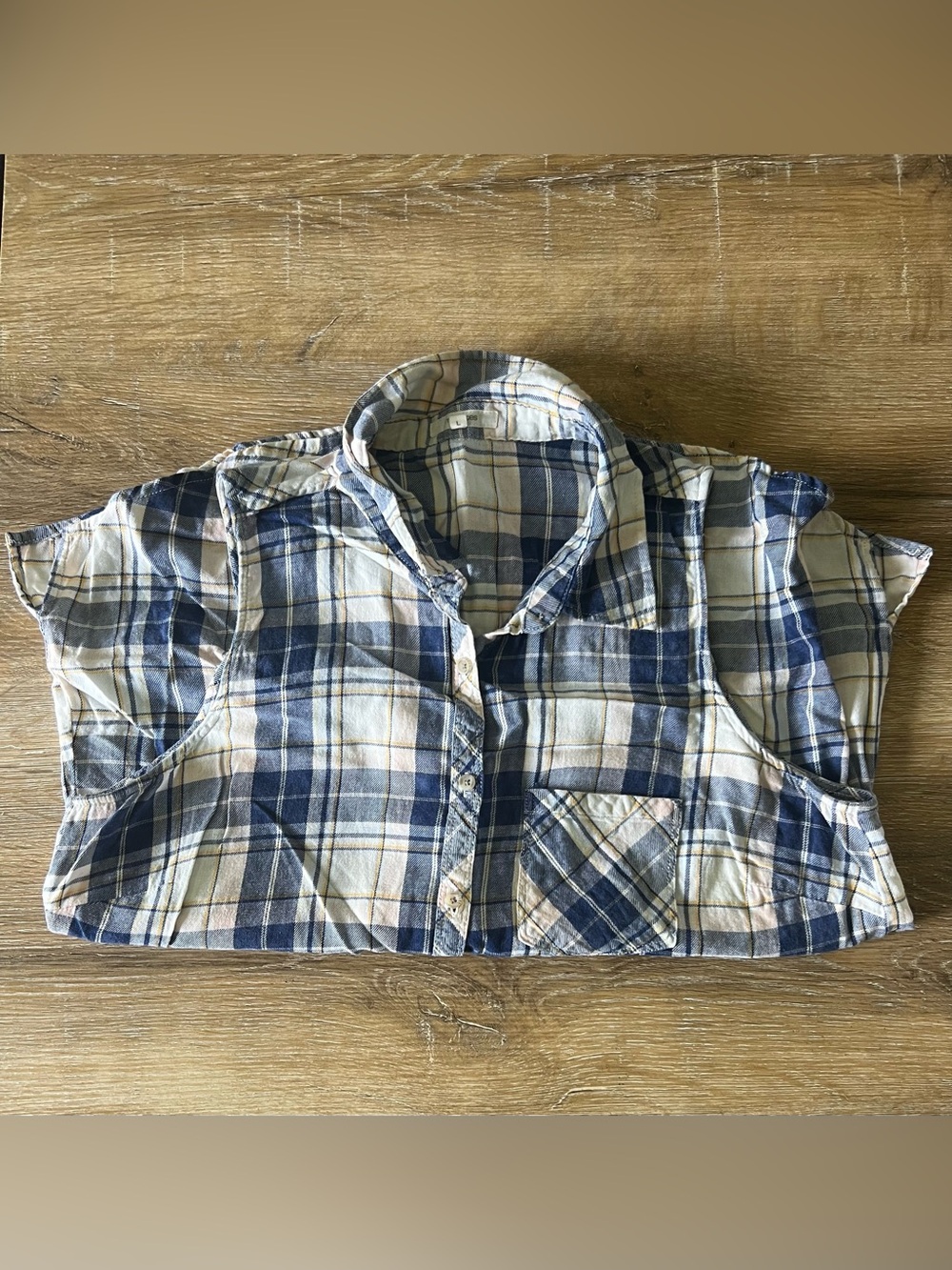 Maurices Plaid Button-Front Collared Tank in Blue, White, Yellow
